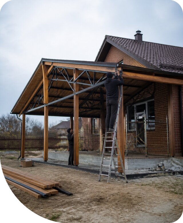 Пристройка навеса к дому и участку в Луховицах под ключ